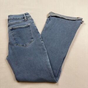 Good American Good Flare Button Fly Jeans Blue Distressed 12/31 GFEBTH160T B670